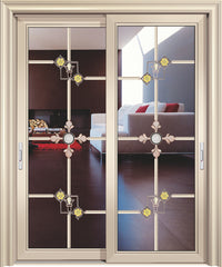 interior french door wooden grain glass sliding doors aluminium frame decorative balcony door on China WDMA