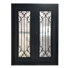 iron Industrial glass doors metal frames windows grill iron sliding door design factory price on China WDMA