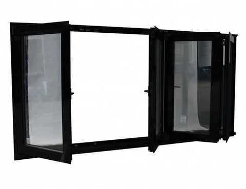 latest modern design black powder coating color double glass aluminium folding window bifold windows for residential house