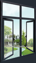 new design powder coated grey wood color aluminum window frame windows with built on China WDMA