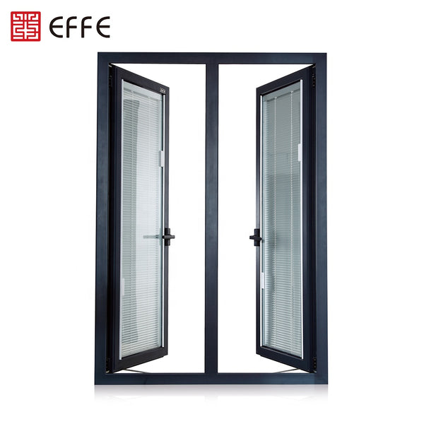 new design powder coated grey wood color aluminum window frame windows with built on China WDMA