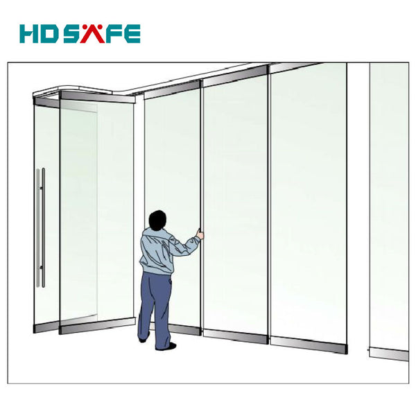 stainless steel frameless glass partition sliding folding glass door on China WDMA