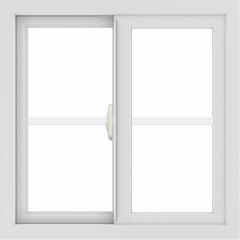 WDMA 24x24 (23.5 x 23.5 inch) White Aluminum Slide Window with Colonial Grilles
