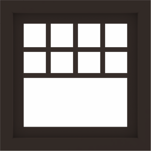 WDMA 24x24 (23.5 x 23.5 inch) Dark Bronze Aluminum Picture Window with Top Colonial Grids