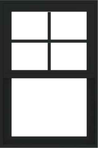 WDMA 24x36 (23.5 x 35.6 inch) black uPVC/Vinyl Single and Double Hung Window with Top Colonial Grids Exterior