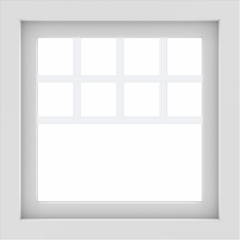 WDMA 24x24 (23.5 x 23.5 inch) White uPVC/Vinyl Picture Window with Top Colonial Grids