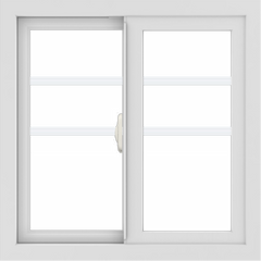WDMA 24x24 (23.5 x 23.5 inch) White Aluminum Slide Window with Top Colonial Grids