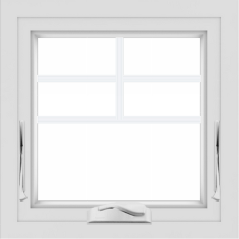 WDMA 24x24 (23.5 x 23.5 inch) black uPVC/Vinyl Crank out Awning Window with Top Colonial Grids Interior
