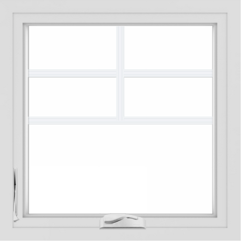 WDMA 24x24 (23.5 x 23.5 inch) White uPVC/Vinyl Crank out Casement Window with Top Colonial Grids