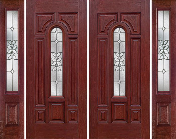 WDMA 100x80 Door (8ft4in by 6ft8in) Exterior Cherry Center Arch Lite Double Entry Door Sidelights CD Glass 1