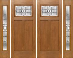 WDMA 100x80 Door (8ft4in by 6ft8in) Exterior Fir Craftsman Top Lite Double Entry Door Sidelights CD Glass 1
