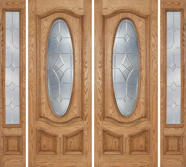 WDMA 100x96 Door (8ft4in by 8ft) Exterior Oak Dally Double Door/2side w/ A Glass - 8ft Tall 1