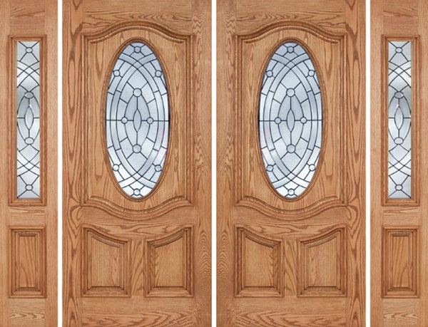 WDMA 108x80 Door (9ft by 6ft8in) Exterior Oak Dally Double Door/2side w/ EE Glass - 6ft8in Tall 1