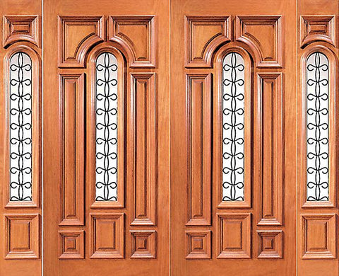 WDMA 108x96 Door (9ft by 8ft) Exterior Mahogany Center Lite Home Double Door with Two Sidelights 1
