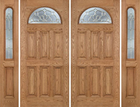 WDMA 112x80 Door (9ft4in by 6ft8in) Exterior Oak Merritt Double Door/2side w/ A Glass 1