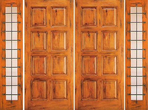 WDMA 120x80 Door (10ft by 6ft8in) Exterior Knotty Alder Double Door with Two Sidelights Entry 8-Panel 1