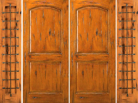WDMA 120x80 Door (10ft by 6ft8in) Exterior Knotty Alder External Prehung Double Door with Two Sidelights 1