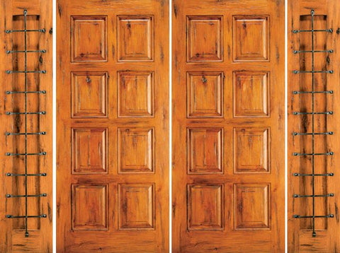 WDMA 120x80 Door (10ft by 6ft8in) Exterior Knotty Alder Entry Double Door with Two Sidelights 8-Panel 1
