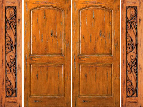 WDMA 120x80 Door (10ft by 6ft8in) Exterior Knotty Alder External Prehung Double Door with Two Sidelights  1