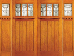 WDMA 120x80 Door (10ft by 6ft8in) Exterior Mahogany Mission Style Double Door and Two Sidelights 1