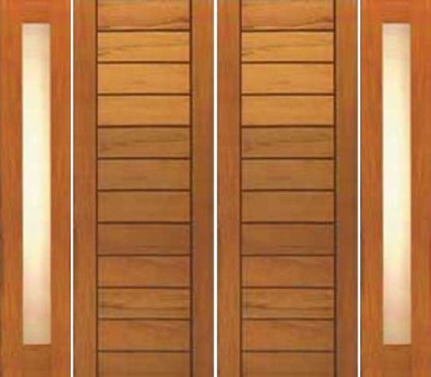 WDMA 120x80 Door (10ft by 6ft8in) Exterior Tropical Hardwood Double Door Two Sidelight Contemporary Flush Panel Solid Wood 1