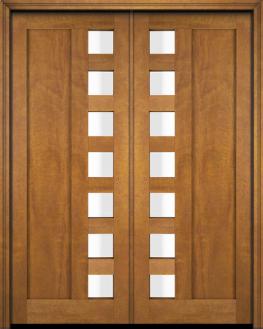 WDMA 120x80 Door (10ft by 6ft8in) Interior Swing Mahogany Mid Century 1 Panel Contemporary Modern 7 Lite Exterior or Double Door 2