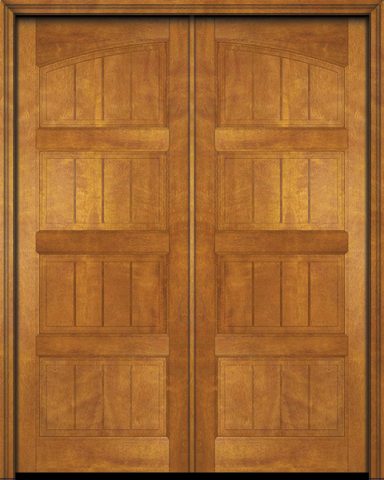 WDMA 120x96 Door (10ft by 8ft) Exterior Barn Mahogany 4 Panel V-Grooved Plank Rustic-Old World or Interior Double Door 1