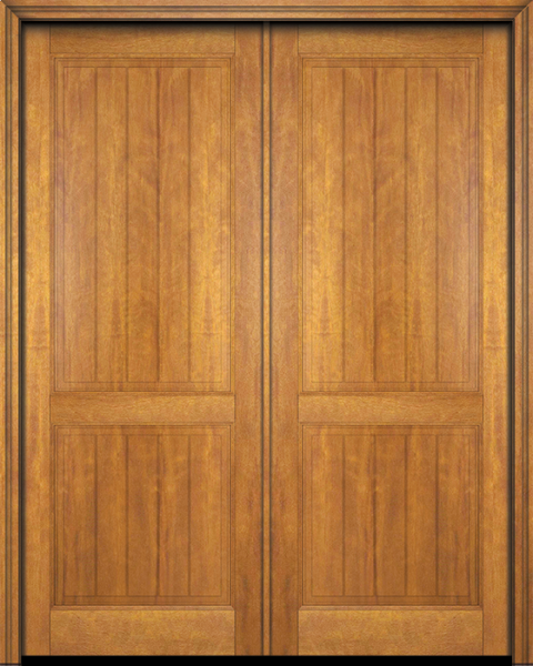 WDMA 120x96 Door (10ft by 8ft) Exterior Barn Mahogany 2 Panel V-Grooved Plank Rustic-Old World or Interior Double Door 1