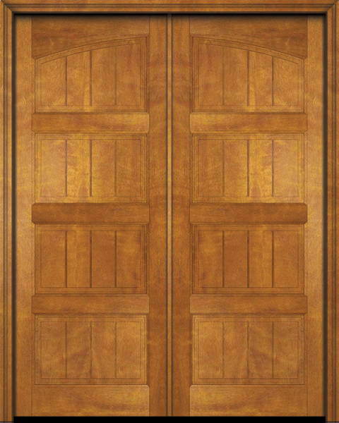 WDMA 120x96 Door (10ft by 8ft) Interior Swing Mahogany 4 Panel V-Grooved Plank Rustic-Old World Exterior or Double Door 1