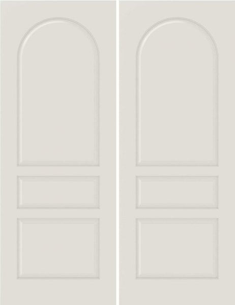 WDMA 20x80 Door (1ft8in by 6ft8in) Interior Bypass Smooth 3040 MDF 3 Panel Round Panel Double Door 1