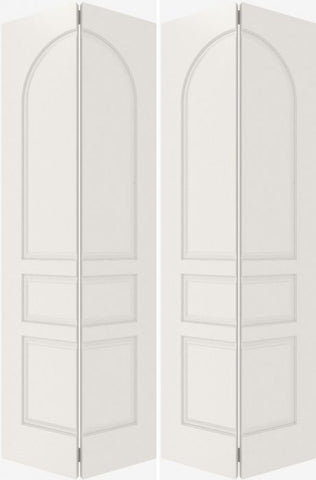 WDMA 20x80 Door (1ft8in by 6ft8in) Interior Bypass Smooth 3040 MDF 3 Panel Round Panel Double Door 2
