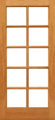 WDMA 24x80 Door (2ft by 6ft8in) Interior Barn Mahogany 10-lite Brazilian IG Glass Single Door 1