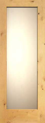 WDMA 24x96 Door (2ft by 8ft) Interior Swing Knotty Alder Single Door 1-Lite FG-1 White Laminated Glass 1