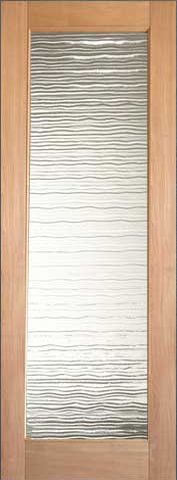 WDMA 24x96 Door (2ft by 8ft) Interior Swing Tropical Hardwood Conemporary Single Door 1-Lite FG-2 Small Wave Glass 1
