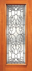 WDMA 24x96 Door (2ft by 8ft) Exterior Mahogany Full Lite Floral Scrollwork Glass Single Door 1