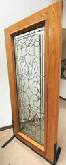 WDMA 24x96 Door (2ft by 8ft) Exterior Mahogany Full Lite Floral Scrollwork Glass Single Door 2