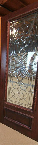 WDMA 24x96 Door (2ft by 8ft) Exterior Mahogany Floral Scrollwork Beveled Glass Front Single Door Full Lite 2