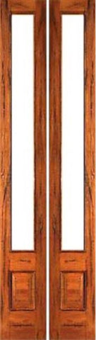 WDMA 28x96 Door (2ft4in by 8ft) Interior Swing Tropical Hardwood 1-lite 3/4 French Door w Bottom Panel Rustic Solid Wood 1