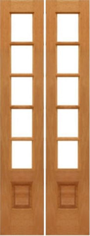 WDMA 28x96 Door (2ft4in by 8ft) Interior Barn Mahogany 5-lite French Door w Bottom Panel Solid Wood 1
