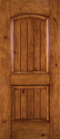 WDMA 30x80 Door (2ft6in by 6ft8in) Exterior Knotty Alder Alder Rustic V-Grooved Panel Single Entry Door 1