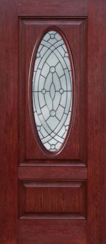 WDMA 30x80 Door (2ft6in by 6ft8in) Exterior Cherry Oval Two Panel Single Entry Door EE Glass 1