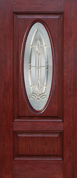 WDMA 30x80 Door (2ft6in by 6ft8in) Exterior Cherry Oval Two Panel Single Entry Door BT Glass 1