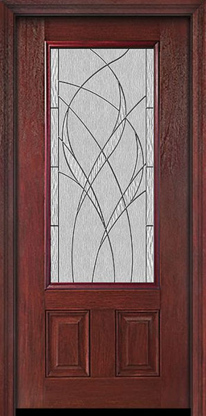 WDMA 30x80 Door (2ft6in by 6ft8in) Exterior Cherry 3/4 Lite Two Panel Single Entry Door Waterside Glass 1
