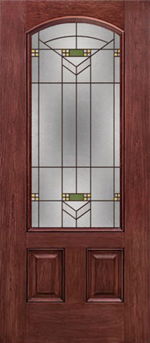 WDMA 30x80 Door (2ft6in by 6ft8in) Exterior Cherry Camber 3/4 Lite Two Panel Single Entry Door GR Glass 1