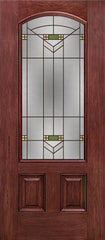 WDMA 30x80 Door (2ft6in by 6ft8in) Exterior Cherry Camber 3/4 Lite Two Panel Single Entry Door GR Glass 1