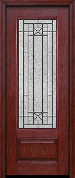 WDMA 30x96 Door (2ft6in by 8ft) Exterior Cherry 96in 3/4 Lite Single Entry Door Courtyard Glass 1