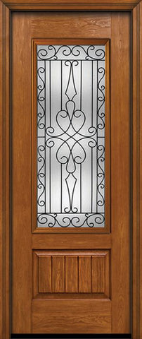 WDMA 30x96 Door (2ft6in by 8ft) Exterior Cherry 96in Plank Panel 3/4 Lite Single Entry Door Wyngate Glass 1