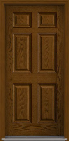 WDMA 32x80 Door (2ft8in by 6ft8in) Exterior Oak 6 Panel Fiberglass Single Door HVHZ Impact 1