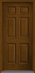 WDMA 32x80 Door (2ft8in by 6ft8in) Exterior Oak 6 Panel Fiberglass Single Door HVHZ Impact 1