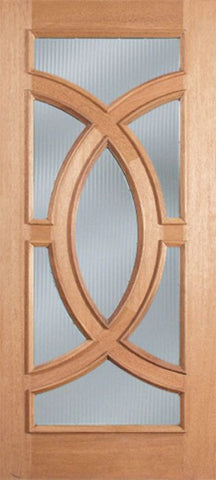 WDMA 32x80 Door (2ft8in by 6ft8in) Patio Mahogany Crescendo Exterior Single Door w/ Reed Glass 1